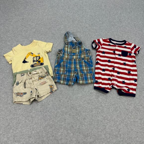 Baby Boy 0-3 Month Summer Outfit Bundle Rompers Overalls T-Shirt Animal Neutral - Picture 7 of 8